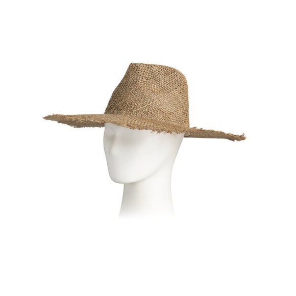 LACK OF COLOR Seagrass Straw Sunnydip Frayed Fedora - Picture 1 of 2